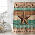 thumbnail image 4 of Western Texas Star Retro Bathroom Shower Curtains with 12 Hooks Polyester Waterproof Shower Curtain for Stalls Bathtubs Vintage Farmhouse Brown Teal Wooden Decorative Bathroom Curtain 36x72 Inches, 4 of 8