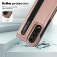 thumbnail image 5 of TECH CIRCLE for Samsung Galaxy Z Fold 4 Wallet Case with S Pen Holder, PU Leather Case with Card Slot Double Magnetic Clasp Kickstand Shockproof Protective Cover for Galaxy Z Fold 4 5G 2022,Rosegold, 5 of 9
