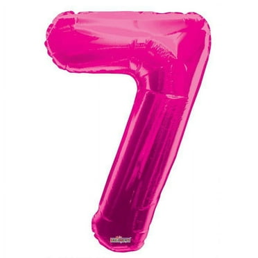 Giant Pink Number 7 Foil Balloon 34"