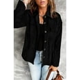 thumbnail image 1 of Women's Black Pocketed Button Ribbed Textured Shacket, 1 of 16