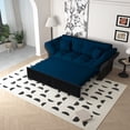 thumbnail image 4 of Velvet Queen Sofa Bed, 3-in-1 Convertible Sleeper with Pull Out Mechanism, Multi-Functional Loveseat for Small Spaces, Apartments, Includes 2 Pillows, Blue, 4 of 9