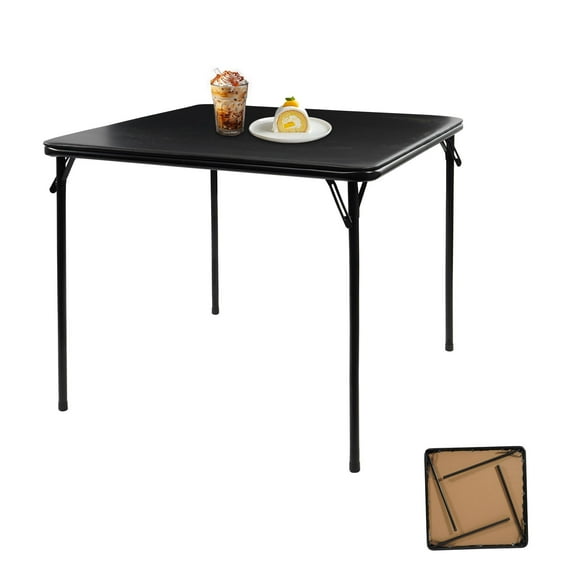 FortuneKey Trading Foldable Square Card Table with Collapsible Legs, Padded Sponge Top, Outdoor Portable Table for Camping, Parties and Dining