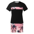 thumbnail image 5 of YLSDY Men's Short Sleeve T-Shirt and Shorts 2 Piece Sets Hawaiian Suits Tropical Graphic Print Beach Outfits Black XXXL, 5 of 5