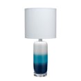thumbnail image 1 of Benzara BM241212 Ceramic Table Lamp with Striped Pattern, White & Blue, 1 of 5