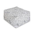 thumbnail image 1 of Floral Rectangle Pouf, Abstract Sketchy Hand Drawn Garden Spring Flowers with Grey Backdrop Image, Foot Stool for Living Room Office Ottoman with Cover, 25", Pale Grey and White, by Ambesonne, 1 of 4