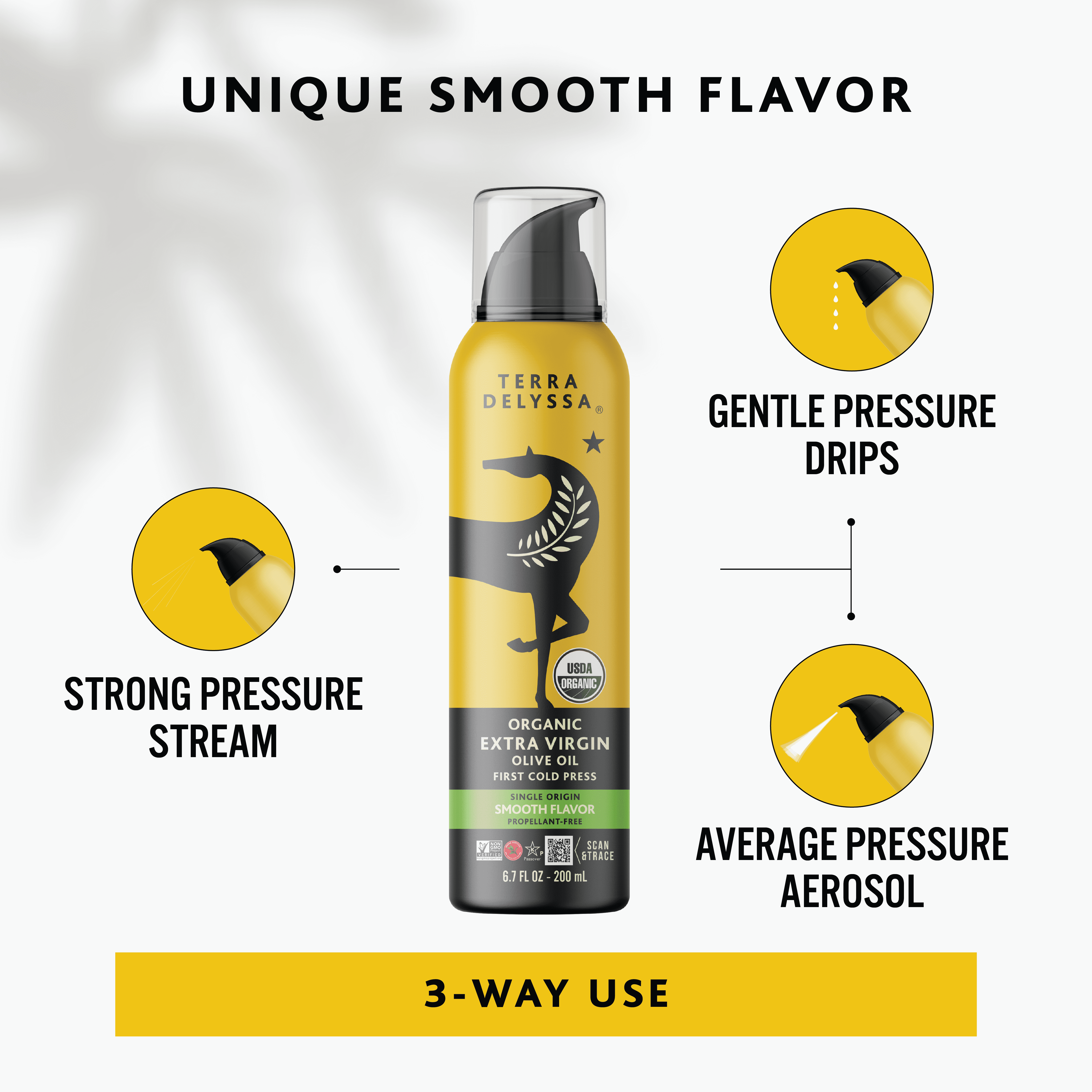 Terra Delyssa Organic Extra Virgin Olive Oil Spray Smooth Flavor First Cold Pressed Single Origin Fully Traceable Award Winning