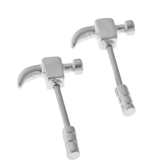 1 par de joyería de perforación de barra de de pezón de acero inoxidable con forma de martillo novedoso Zulema Anillo del pezón