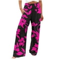 thumbnail image 2 of AUNVITO Women Casual Loose Fit Elastic Waist High Waist Straight Leg Pants with Pockets & Printing, Soft Comfortable Stretch for Daily Wear, 2 of 5