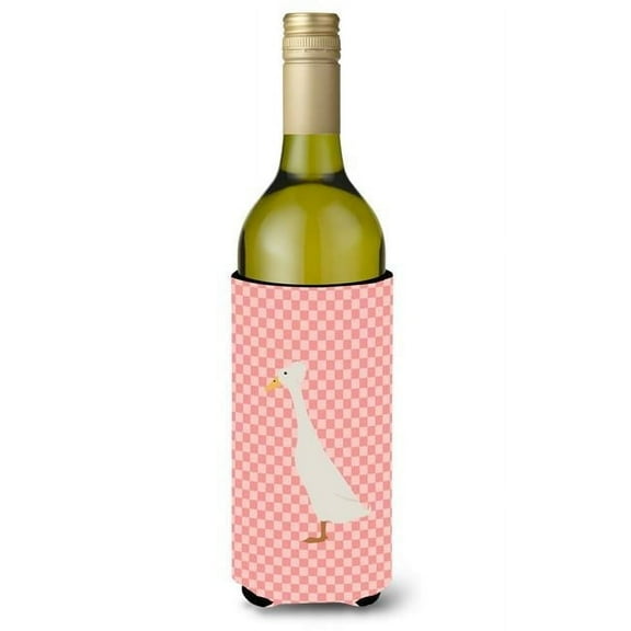 Bali Duck Pink Check Wine Bottle Beverge Insulator Hugger