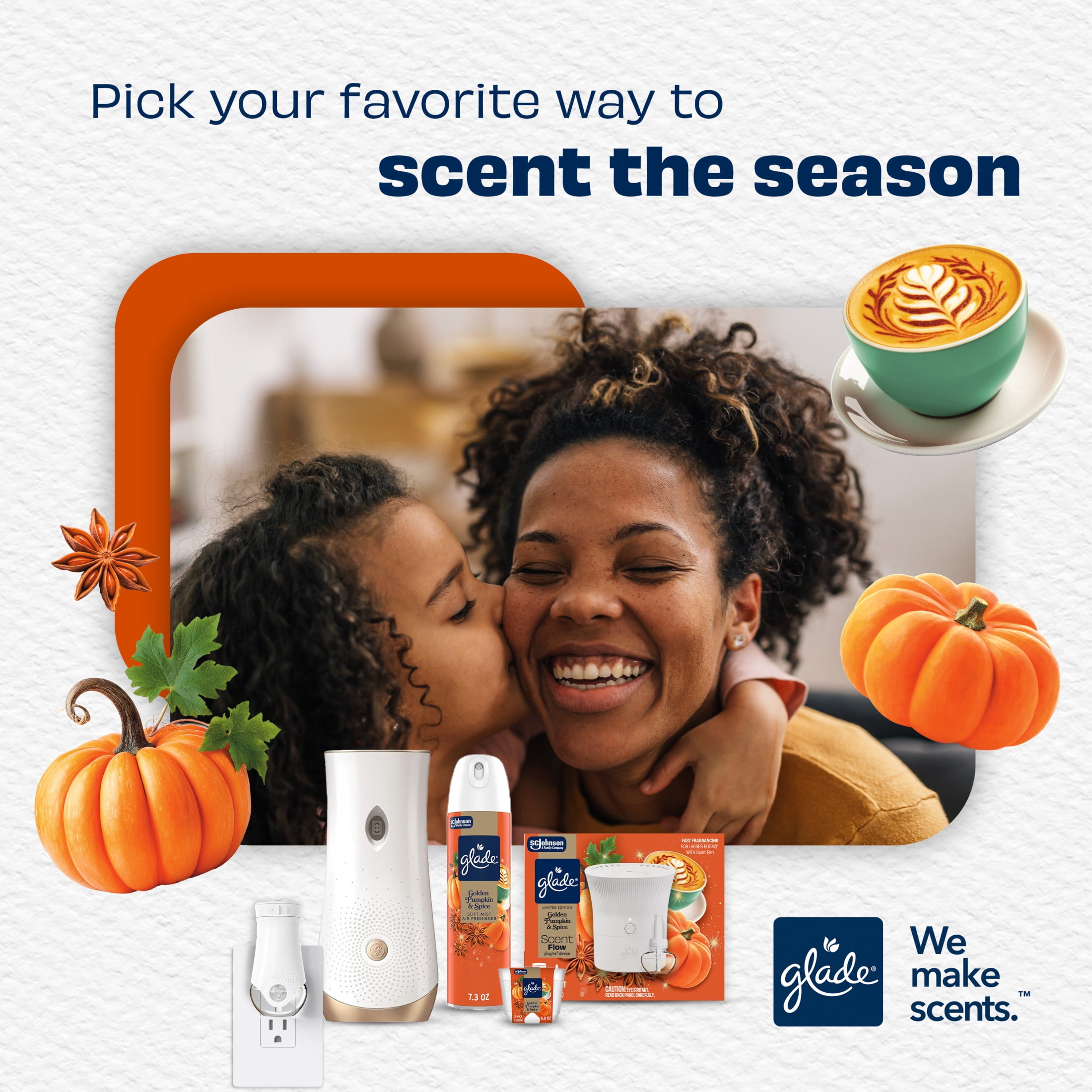 Glade® Scent Flow PlugIns® Air Freshener Starter Kit, Golden Pumpkin & Spice, 1 Device + 1 Refill, 0.67 fl oz