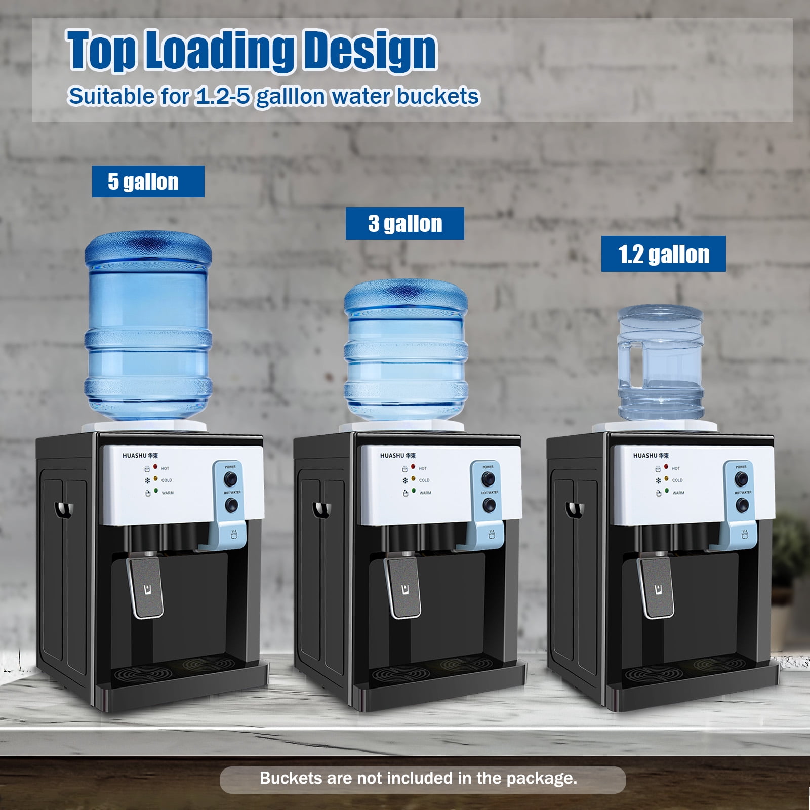 Fixartoo Hot & Cold Water Dispenser,Desktop Top Load Water Cooler with 1.1 to 5 Gallon Compatible,500W 110V for Home/Office/Dormitory Use