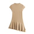 thumbnail image 2 of HH TRAF Mujeres Diseño Chic Caqui Capas Decorativas Mono Corto Vestido Delgado Femenino Sexy Elegante Plisado Mini Vestido de Calle, 2 of 4