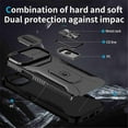 thumbnail image 5 of For iPhone 14 Plus Slim Fit Shockproof Hybrid with Slide Camera Cover & Rotated Ring Kickstand, [Military-Grade] Phone Case For iPhone 14 Plus 6.7",Black,For iPhone 14 Plus, 5 of 8