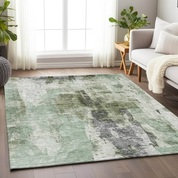 Addison Rugs Chantille Indoor/Outdoor Transitional Abstract Mint Washable Rectangle Rug, 10' x 14'