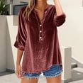 thumbnail image 2 of Casual Retro Long Sleeve Shirt With Collar Loose Fit Blouse Pure Color Top For Daily Wear, 2 of 4