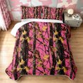 thumbnail image 2 of Manfei Abstract Camouflage Twin Quilt Set, Countryside Camo Twin Coverlet Set, Hot Pink, 2 Pieces, 1 Bedspread and 1 Pillowcase, 2 of 7