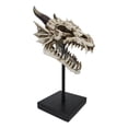 thumbnail image 3 of Ferocious Terra Bone Dragon Head Skull On Museum Pole Stand Display Figurine 12", 3 of 8