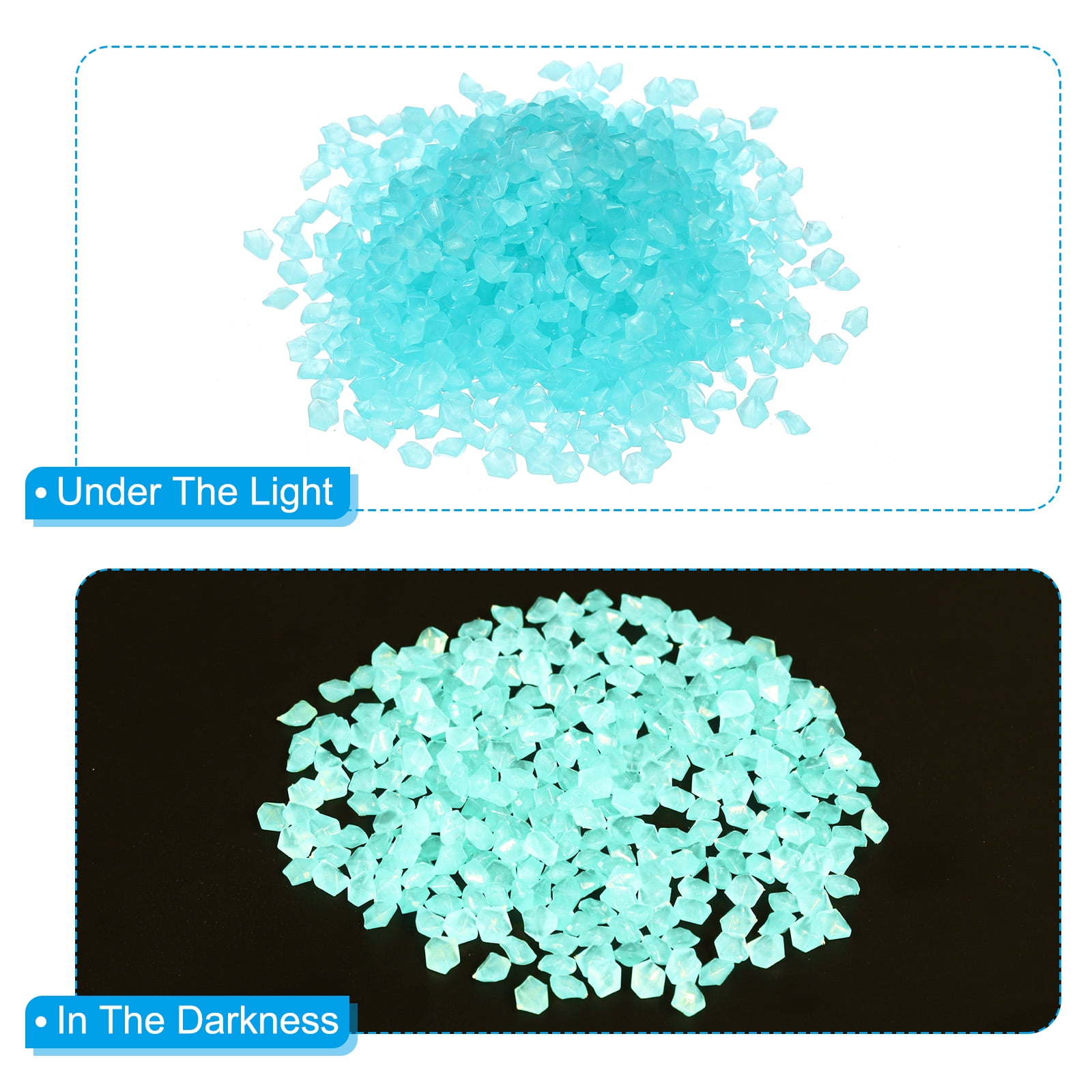 Unique Bargains 3000Pcs Glow Rocks 3-5mm Glow Pebbles Luminous Stones Decor DIY Blue