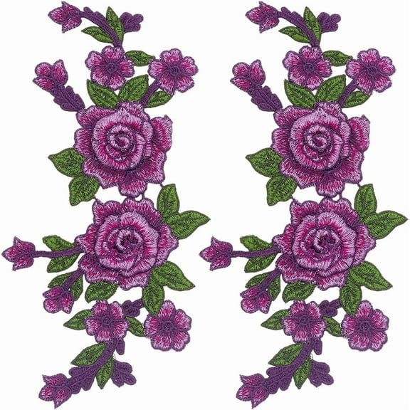 Flower Embroidery Cloth Iron On/Sew On Patches Costume Accessories Appliques Dark Orchid 307x137x3.5mm
