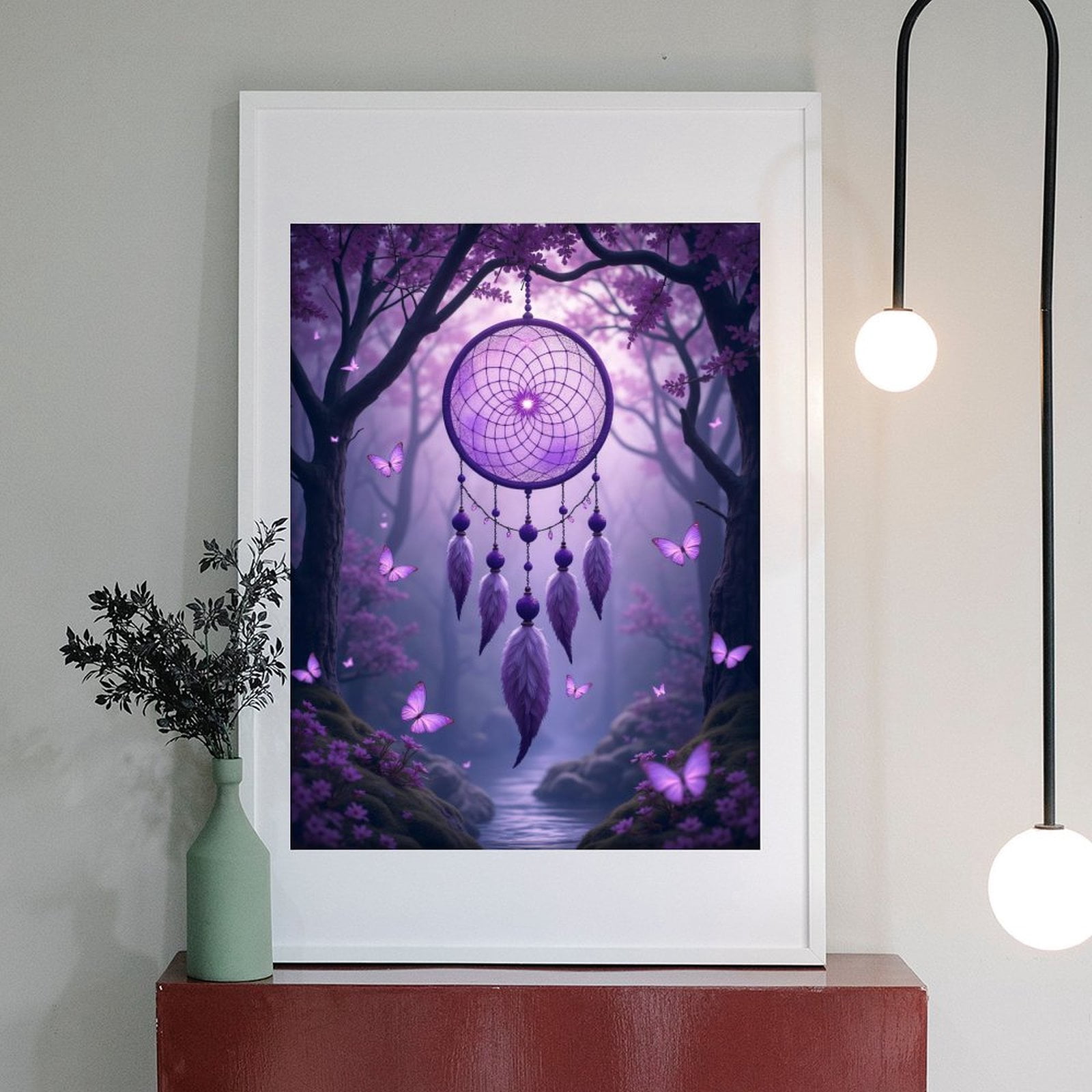 Diamond Art Kit for Adults, Dreamcatcher Forest Purple Butterflies Diamond Painting for Adults Beginners, 5D DIY Diamond Art Painting Kits, Colorful Diamond Painting Craft for Home Decor 12x16