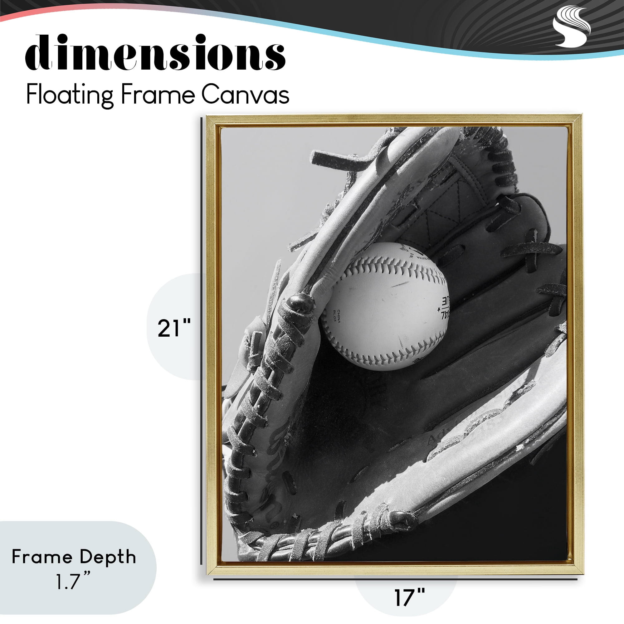 Stupell Industries Nice Catch Baseball Gold Framed Floater Canvas Wall Art, design by Marcus Prime