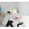 thumbnail image 4 of Ambesonne Dandelion Quilted Bedspread Set 2 Pcs, Woman with Dandelion, Twin Size, Vermilion Black White, 4 of 6
