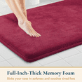 thumbnail image 3 of ComfiTime 2 Piece Bathroom Rugs Set – Thick Memory Foam, Non-Slip Bath Mat, Soft Plush Velvet Top, Ultra Absorbent, Small, Large & Long Rugs for Bathroom Floor, Burgundy, 17*24 & Contour Rug, 3 of 11