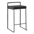 thumbnail image 2 of Fuji Contemporary Stackable Counter Stool in Black with Black Velvet Cushion by LumiSource - Set of 2, 2 of 7