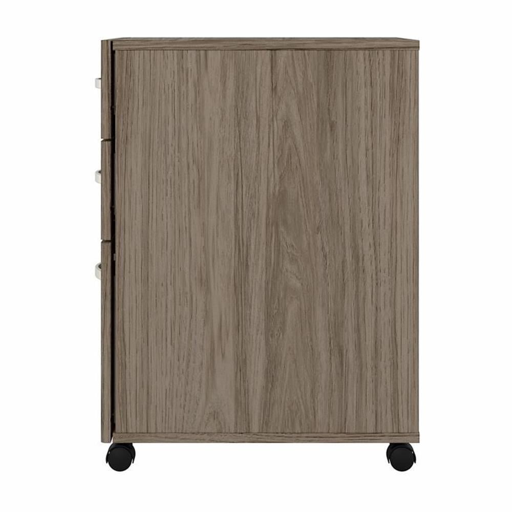 Hybrid 3 Drawer Mobile File Cabinet in Modern Hickory - Engineered Wood
