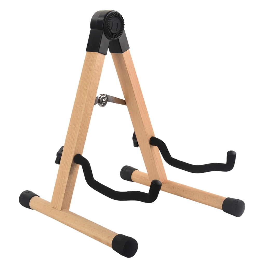 FOMIYES Foldable Brown Wood Guitar Stand Floor Holder for Acoustic Classical and Bass Guitars