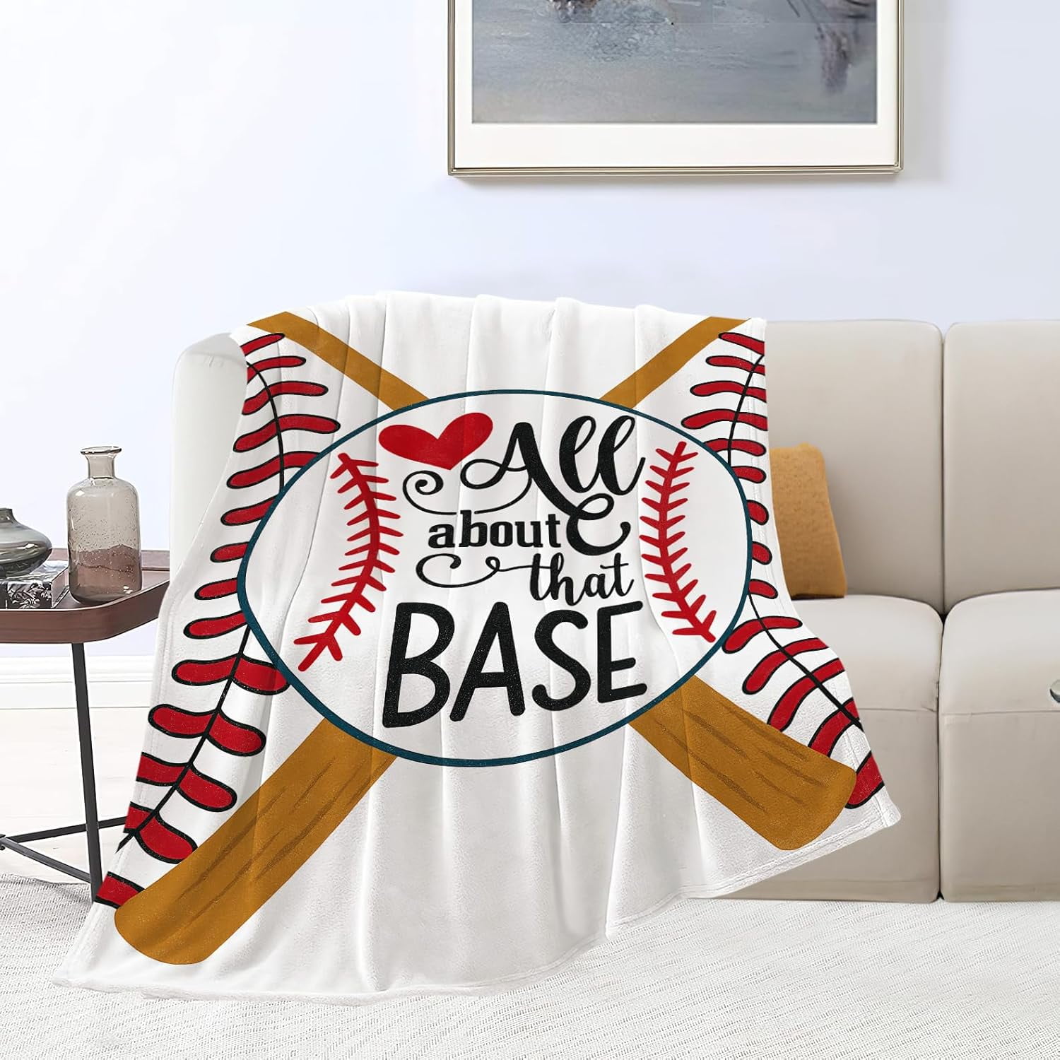 Baseball Blanket Super Soft Warm Fluffy Fleece Flannel Sports Blanket Cozy Fuzzy Plush Stuff Bedding Blankets Gifts for Teens men Users Women Women Adults 80"X60"