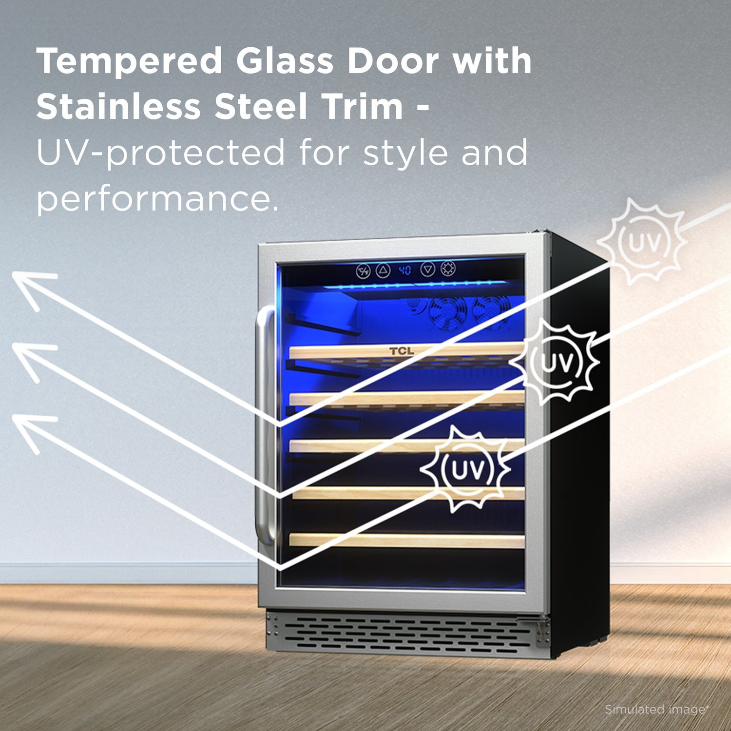 TCL Stainless Steel Single Door 52 Bottle Wine Cooler for Kitchen, Bedroom & Office, 5.3 Cu. Ft.