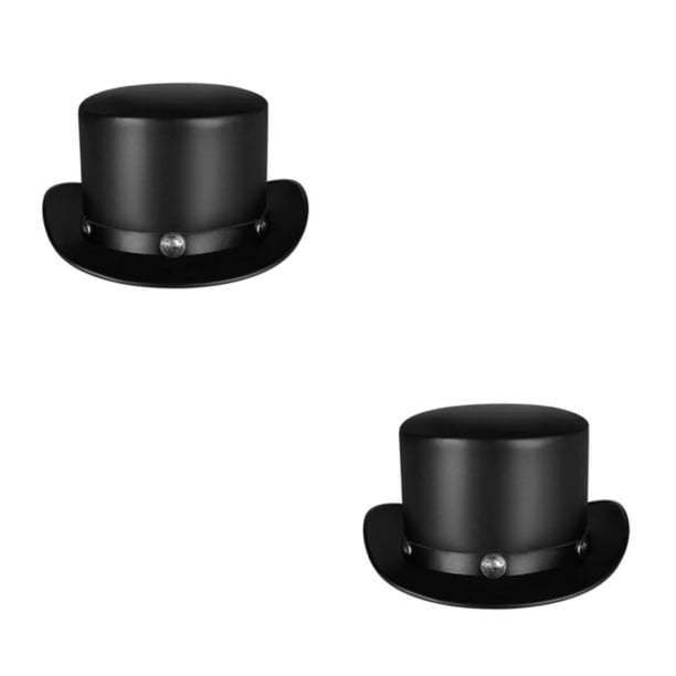 Cateissary Sombrero de copa elegante para disfraz de mago, boda victoriana, PU, Showman para niños Negro 30x14cm 2Conjunto