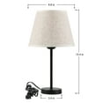 thumbnail image 3 of Set of 2 Haitral Modern Black Metal Bedside Lamp with White Linen Shade, 3 of 10