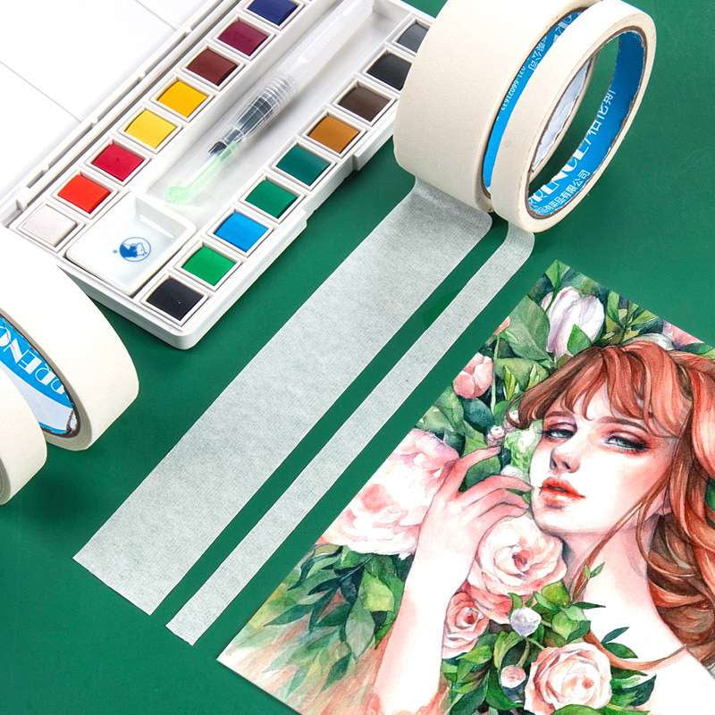 Aquarelle masquage ruban adhésif peinture papier texturé robinet