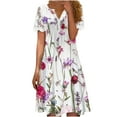thumbnail image 2 of Pntutb Plus Size Dress for Curvy Fashion Women'S Casual Short Sleeve Patchwork V-Neck Ladies Button Printed Dress, 2 of 6
