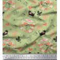 thumbnail image 1 of Soimoi Silk Fabric Floral,Pot & Cat Kids Print Fabric by Yard 42 Inch Wide, 1 of 1