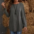 thumbnail image 2 of Timegard Womens Plus Size Tops Crewneck Long Sleeve Back Button Comfy Blouse Solid Color Casual Loose Tops, 2 of 6