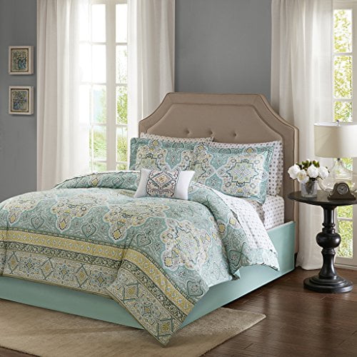 Cara Complete Comforter Set Aqua King, Aqua King Bedding