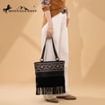 thumbnail image 4 of Montana West Western Fringe Tote Bag for Women Aztec Tooled Embroidery Shoulder Handbag, Black, 4 of 7