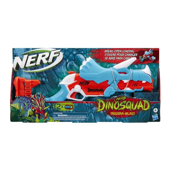 Nerf DinoSquad Tricera Blast Dart Blaster with 12 Darts Kids Toys for Outdoor Summer Games Ages 8 and Up