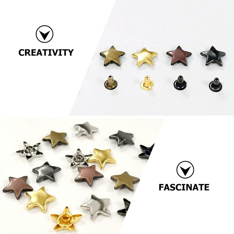 200 Sets Decorative Rivets for Metal Star Rivets Five- Pointed