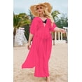 thumbnail image 4 of Zeagoo Womens Plus Size Swimsuit Cover Up Deep V Neck Bathing Suit Swimwear Bikini Coverup Long Split Kaftan Kimono Dress, 4 of 5