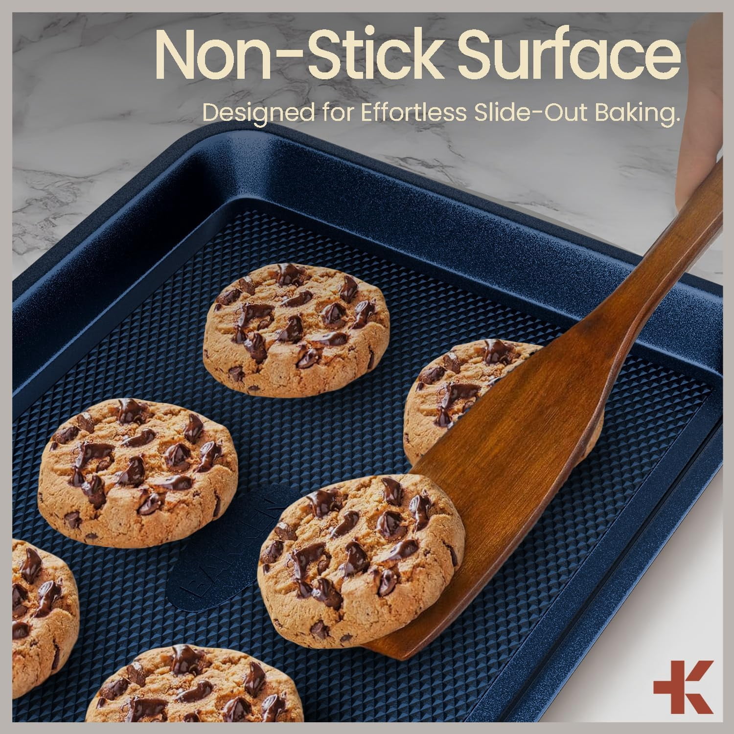 Bakken Diamond Bottom Cookie Sheet Set of 2, Nonstick Carbon Steel Baking Pans, Stackable, Oven Safe 450°F, Small & Medium