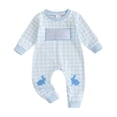 thumbnail image 2 of UACY Infant Baby Boy Easter Day Jumpsuit Clothes Cute Plaid Long Sleeve Romper Bodysuit Soft Sleepsuits Pants (Blue, 0-3M), 2 of 6