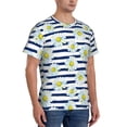 thumbnail image 2 of Vsdgher Daisy Striped Nautical Print Men's Dry Fit Mesh Athletic Shirts Moisture Wicking Tennis T-Shirt Tops, 2 of 9
