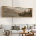thumbnail image 2 of Large Framed Canvas Print Classic Landscape with Snowy Peaks and ReflectionsWall Art Decorative Ready to Hang Painting for Living room Bedroom 60x20 inches Natural Frame, 2 of 7