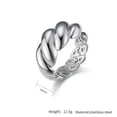 thumbnail image 7 of QQTDFG Women Croissant Braided Twisted Chunky Dome Ring Stacking Band Statement Wedding-Silver-10, 7 of 7