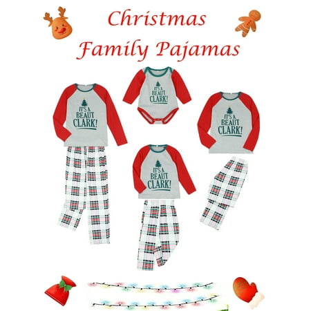 

Matching Family Christmas Pajamas Set Tree Pullover Tee Plaid Pants Sleepwear Women Men Kids Baby Homewear Holiday Outfits