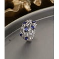 thumbnail image 4 of HeartsAndYou 2ct Natural Sapphire & Diamond Leaf Cluster Wide Open Ring 14k SOLID White Gold, 4 of 9